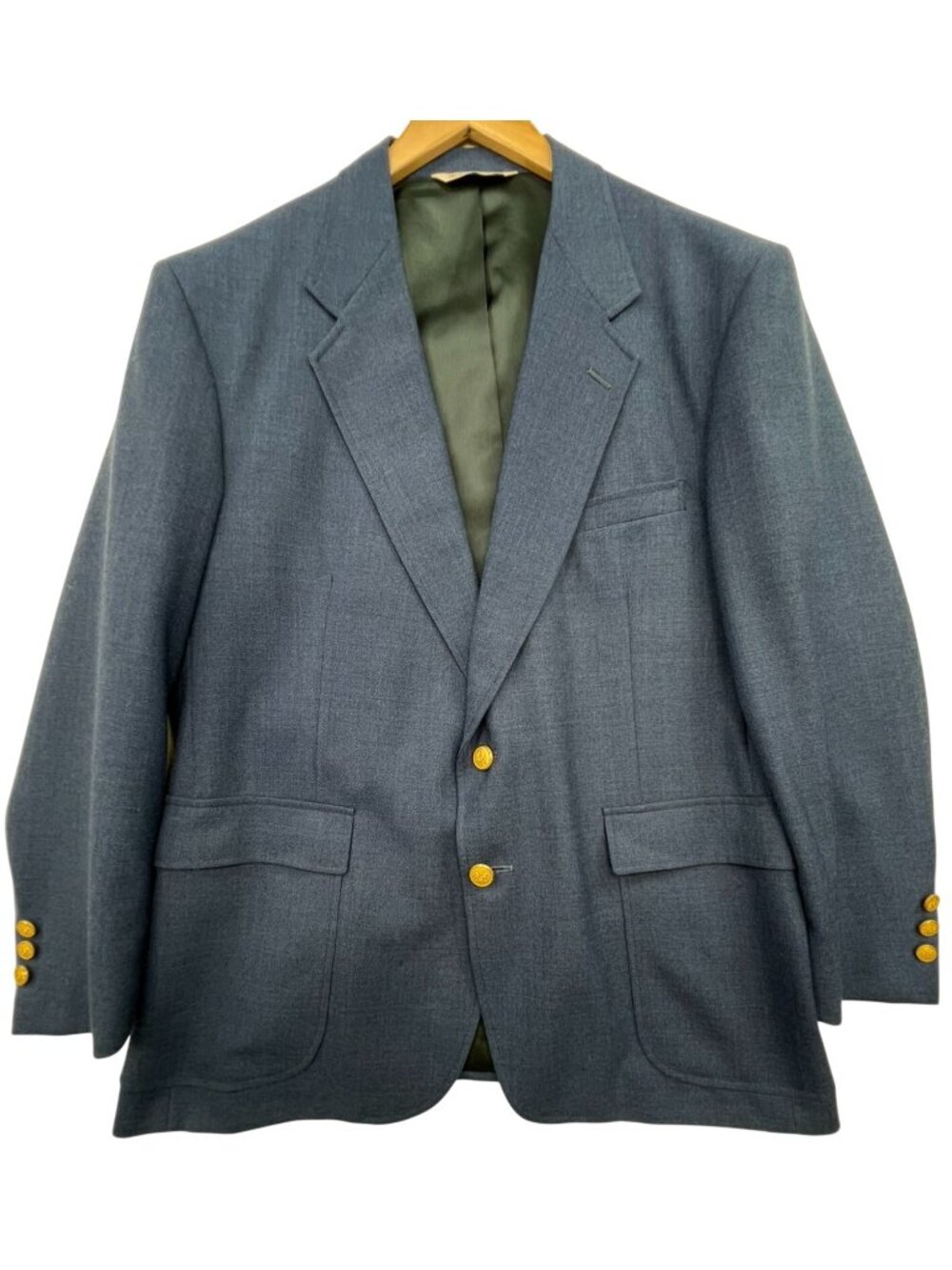 Vintage Stafford Mens Wool Gold Buttons Old Money Blazer Size 44S Blue